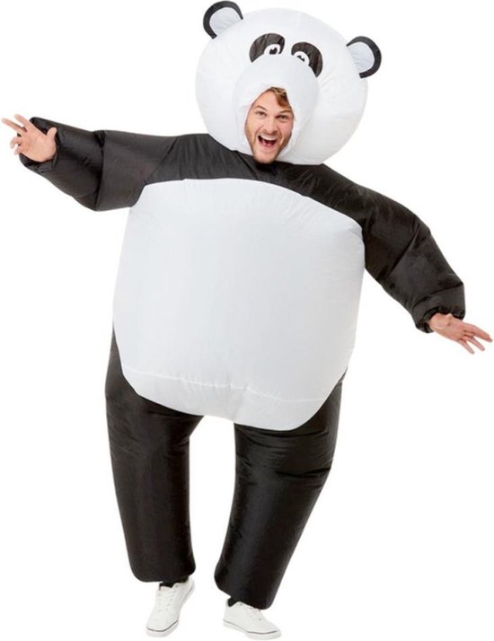 Smiffy's - Panda Kostuum - Opblaasbare Giga Panda - Man - Zwart / Wit - One Size - Carnavalskleding - Verkleedkleding