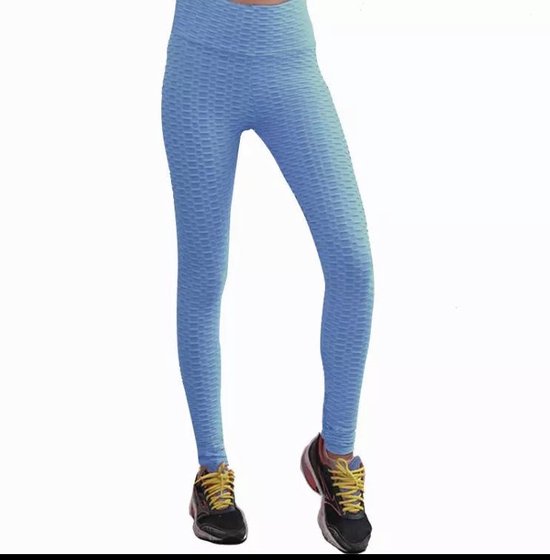 Sport legging anti cellulitis van hoge kwaliteit licht blauw L/XL