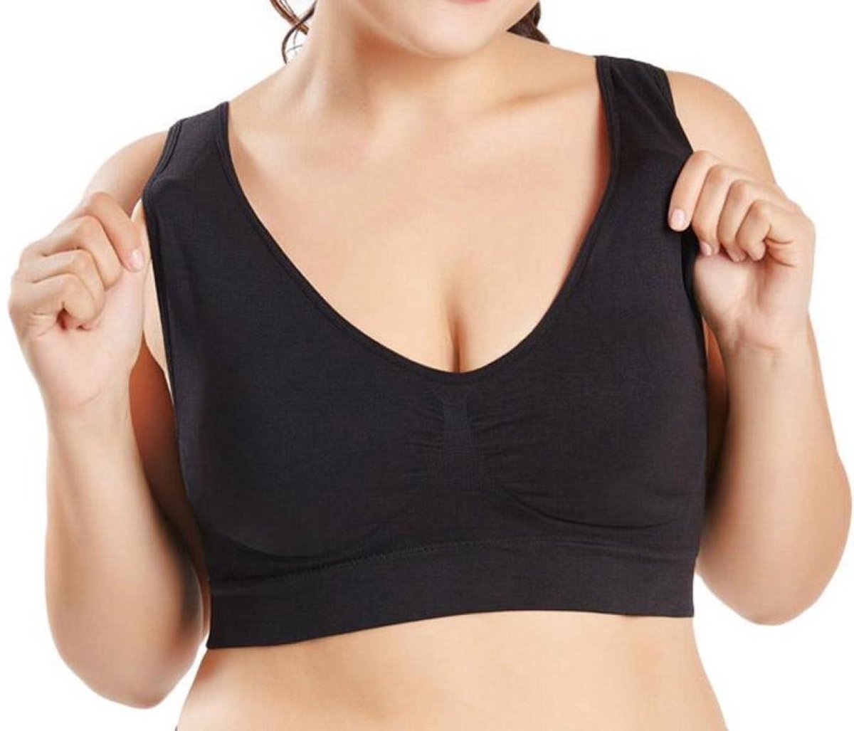 Comfort magic bra - 4XL - 85D-90A-90B-90C - zwart - bh met vulling - beugelloze bh - zonder sluiting