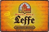 Leffe blond bier Reclamebord van metaal METALEN-WANDBORD - MUURPLAAT - VINTAGE - RETRO - HORECA- BORD-WANDDECORATIE -TEKSTBORD - DECORATIEBORD - RECLAMEPLAAT - WANDPLAAT - NOSTALGIE -CAFE- BA