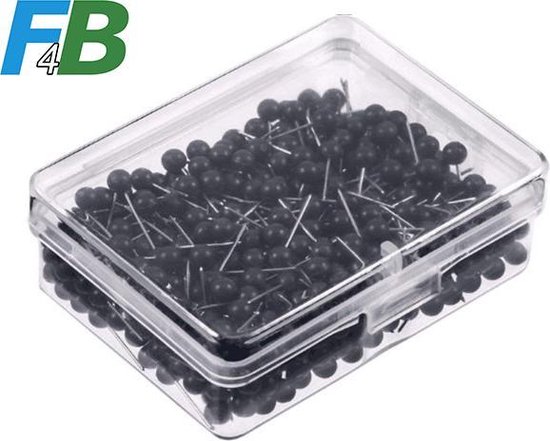 Punaises F4B pour Punaises | 500 pièces | Noir  | Carte du monde | Broche | Forfait artisanal | La vignette