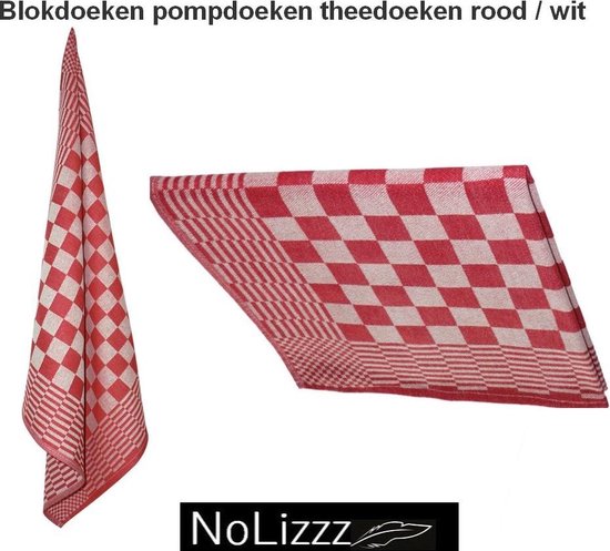 Blokdoeken pompdoeken rood / wit |set van stuks | 70x70cm bol.com