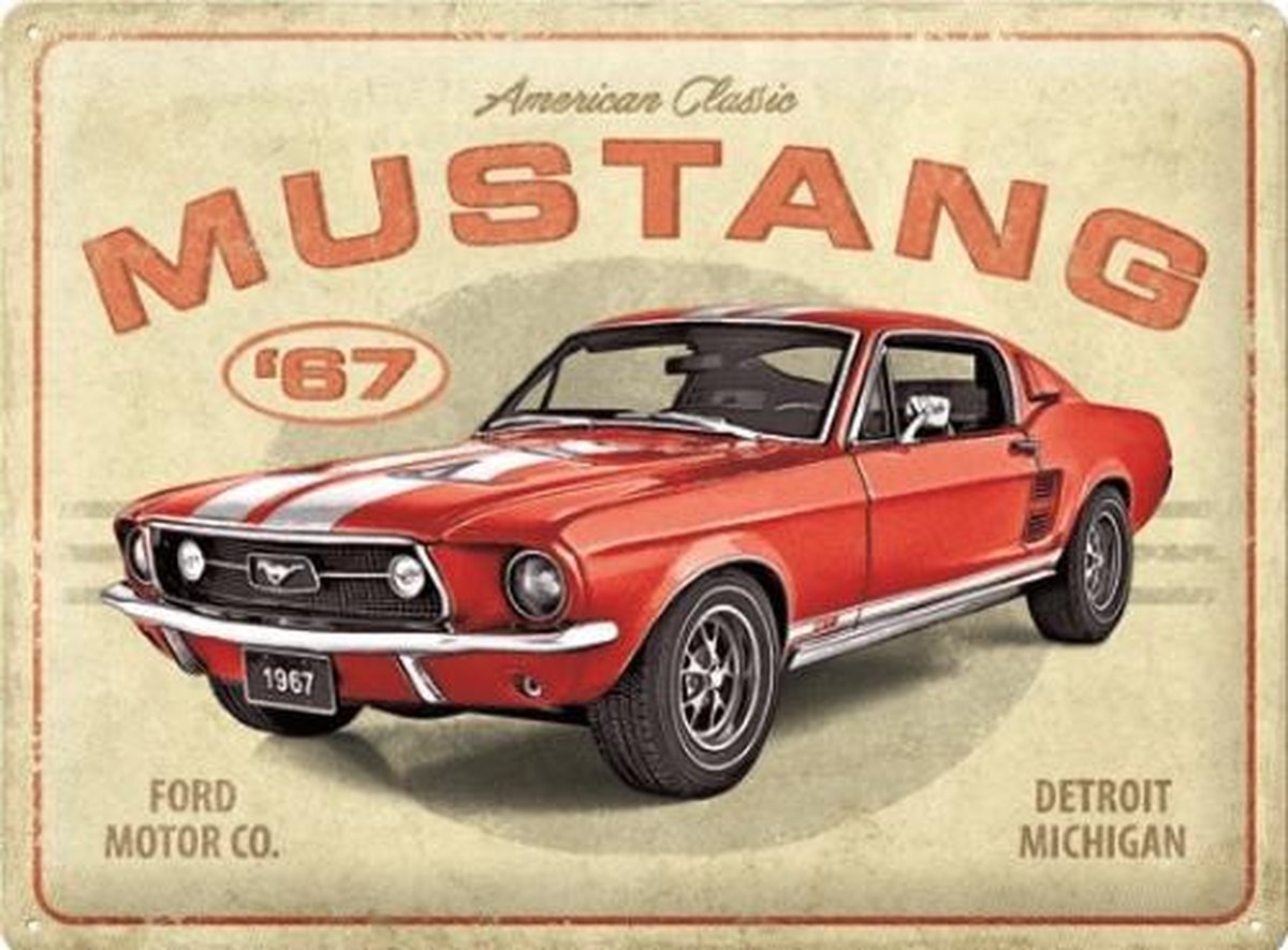 Nostalgic Art Merchandising Wandbord - Ford Mustang GT 1967 American Classic multi