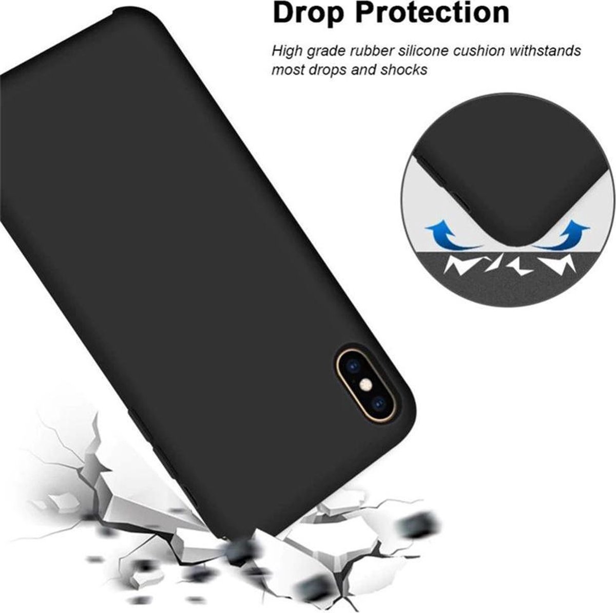 iPhone X/XS Zwart Luxe TPU extra Stevige Silicone back cover hoesje