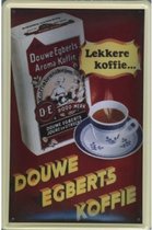 Metalen reclamebord - Douwe Egberts Koffie - Lekkere Koffie - 30 x 20 cm - Wandbord - Wanddecoratie - Oud Hollands