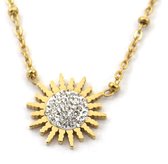 Ketting met Bloem en Steentjes - RVS - Lengte Verstelbaar 43-48 cm - Goudkleurig