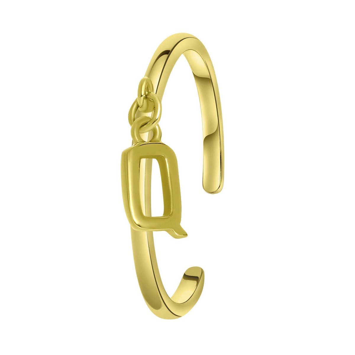 Lucardi - Dames Ring gold dangle alfabet - Ring - Cadeau - Echt Zilver - Goudkleurig