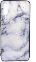 Marmeren Glitter Backcase Hoesje Samsung Galaxy A70 - Lichtblauw