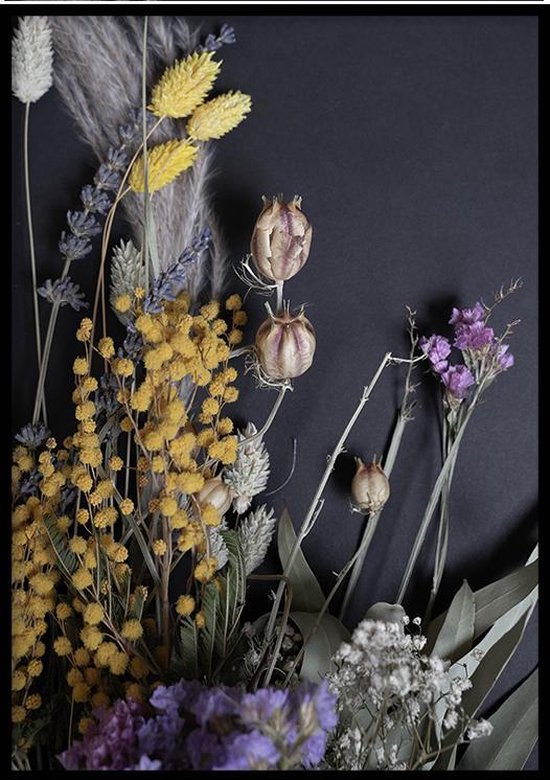 Poster Dark Dried Flowers - 50x70cm - Poster Droogbloemen - WALLLL