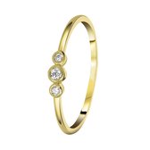 Lucardi Dames Ring goldplated met zirkonia - Ring - Cadeau - Echt Zilver - Goudkleurig