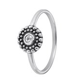 Lucardi Dames Ring rond Bali met kristal - Ring - Cadeau - Echt Zilver - Zilverkleurig
