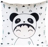 Zoedt Panda 40x40cm kussen avec motif lin noir et blanc