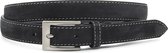 JV Belts zwarte smalle dames riem - dames riem - 2.5 cm breed - Zwart - Echt Leer/Nubuck - Taille: 85cm - Totale lengte riem: 100cm