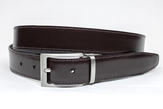 JV Belts Draaibare reversible heren riem bruin/zwart - heren riem - 3 cm breed - Zwart / Bruin - Echt Leer - Taille: 105cm - Totale lengte riem: 120cm