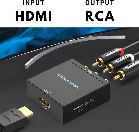 VENTION convertisseur HDMI vers RCA - Connexion RCA - Câble HDMI vers RCA -  HDMI AV