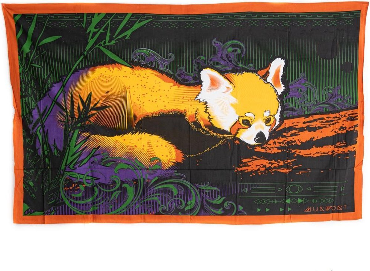 Authentiek Wandkleed Katoen met Rode Panda (215 x 135 cm)
