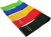 Set van 5 Weerstandsbanden - Verschillende weerstanden - Resistance bands - Weerstandselastieken - Fitnessbanden - 5 kleuren - inclusief travelbag