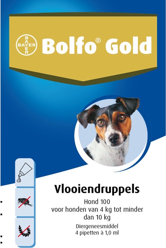 Bolfo Gold 100 Anti Vlooienmiddel Hond - 4 Tot 10 kg - 2 Pipetten