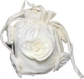 Handtas voor meisjes gebroken wit met bloemen Satijn - bruidstasje - bruidskindje - communie - handtasje - lentefeest - feest