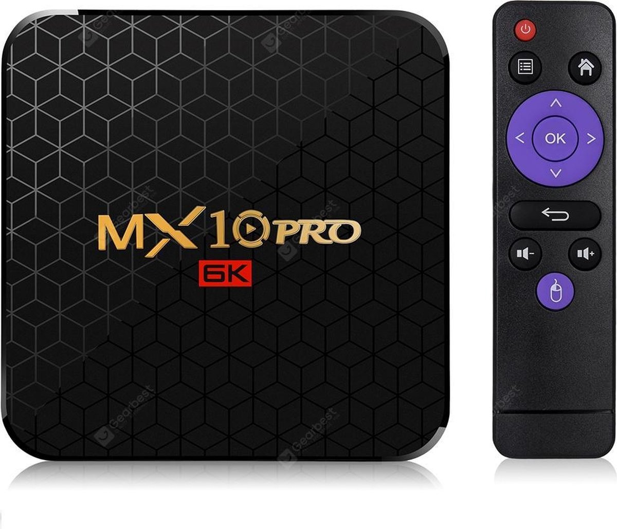 MX10 Pro 6K | TVBox | 6K | Android 9.0 | 4GB DDR3 | 32GB Opslag - MX10
