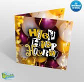 Carte de voeux musicale - Hip hip hourra - auto-enregistrable - 60 secondes - 21x21cm - haute qualité - enveloppe incluse