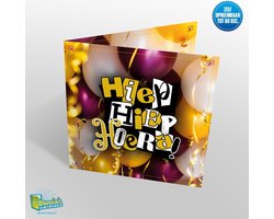 Muziekwenskaart - Hiep hiep hoera – zelf opneembaar – 60 seconden – 21x21cm – hoge kwaliteit – inclusief envelop
