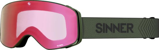 SINNER Olympia Skibril - Mosgroen - Rode Spiegellens
