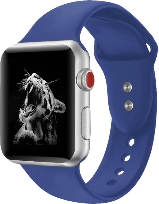 Shop4 - Bandje voor Apple Watch 6 40mm - Large Siliconen Donker Blauw |  bol.com