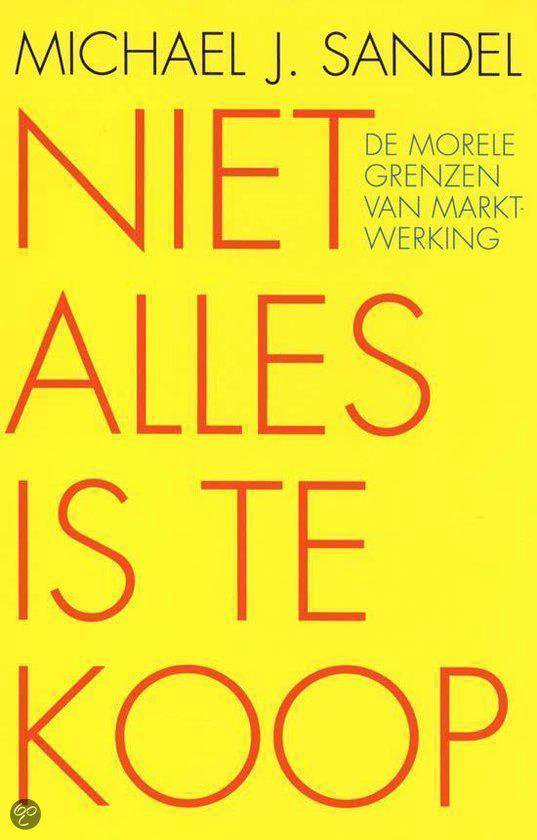 Boekomslag met de titel 'NIET ALLES IS TE KOOP' in rode letters op een gele achtergrond.
