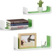 Relaxdays wandplanken 3er set - U-vormige wandboards - kleine wandelementen - 10 cm diep