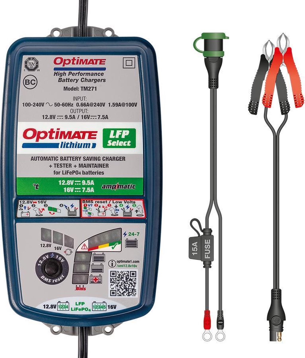 OptiMate Lithium LFP Select - TM270 V2 - Acculader 12V/16V LiFePO4 9,5A