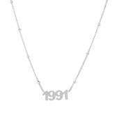 Nana dames ketting met jaar zilverkleurige-1991