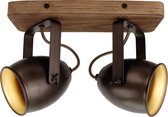 Chericoni - Dolce spot - 2 lichts - zwart black steel met vintage hout