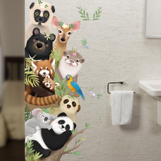 DECOWALL DS-8026 Doppeldecker Hängeleiter Flugzeuge Tiere Wandtattoo Wandsticker Wandaufkleber Wanddeko für Wohnzimmer Schlafzimmer Kinderzimmer (Klein