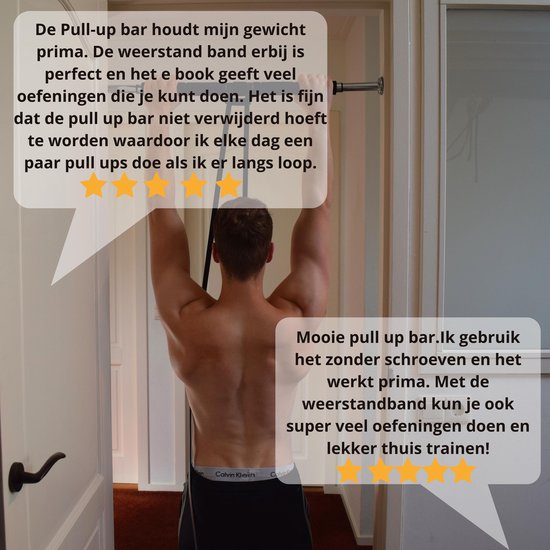 Bol Com Pull Up Bar Met Weerstandsband Optrekstang Deur Met Fitness Elastiek Thuis Sporten