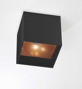 Plafondlamp Brock Zwart/Goud - 10x10x10cm - LED 7W 2700K 805lm - IP20 - Dimbaar > spot verlichting led zwart goud | opbouwspot led zwart goud | plafonniere led zwart goud | plafond
