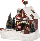 LuVille Kerstdorp Miniatuur Santa's Kantoor - L20 x B16 x H21 cm