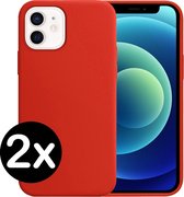 iPhone 12 Hoesje Siliconen Case Hoes - iPhone 12 Case Siliconen Hoesje Cover - iPhone 12 Hoes Hoesje - Rood - 2 PACK