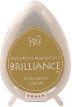 Inktkussen Brilliance Dew drops Pearlescent Olive - 1 stuks dewdrop olijf groen