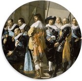 Dibond Wandcirkel - Oude Meesters - De magere compagnie, Frans Hals, Pieter Codde, 1637 - 60x60cm Foto op Aluminium Wandcirkel (met ophangsysteem)