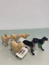 Speelgoed dieren: schaap en hond - set van 6 stuks (kunststof)