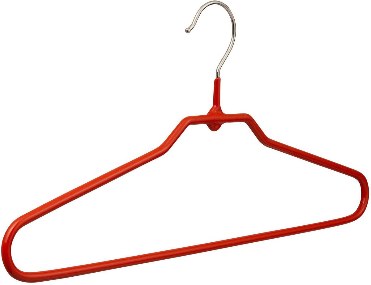 [Set van 10] Metalen universele kledinghangers met broeklat en rode anti-slip coating