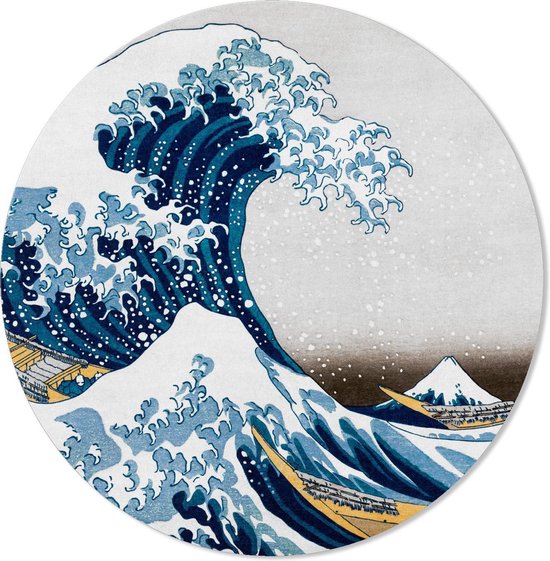 Graphic Message Print op Cirkel The Great Wave - Okinami - Japans - Rond Schilderij