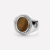 Rebel and Rose RR-RG017-S Ring Women Oval Tiger Eye zilver-bruin Maat 53