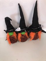 Halloween heksen poppen oranje - set van 3 stuks