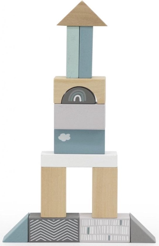 Label Label Wooden blocks Blue Blauw