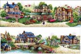 Borduurpakket FAIRYTALE TOWN - ABRIS ART - UNIEK FORMAAT 163 x 27 cm. COMPLEET PAKKET