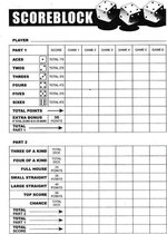 BLOKSTORE - Games Yahtzee Scoreblok - Scoreblok Yahtzee - 100 Vellen - met 10 dobbelstenen