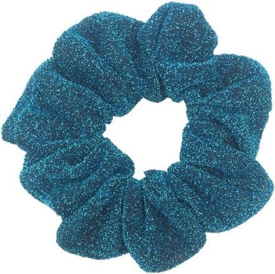 Glitter scrunchie/haarwokkel, turquoise