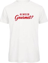 Kerst t-shirt wit Al weer gourmet? - soBAD. | Kerst t-shirt soBAD. | kerst shirts volwassenen | kerst t-shirts volwassenen | Kerst outfit | Foute kerst t-shirts